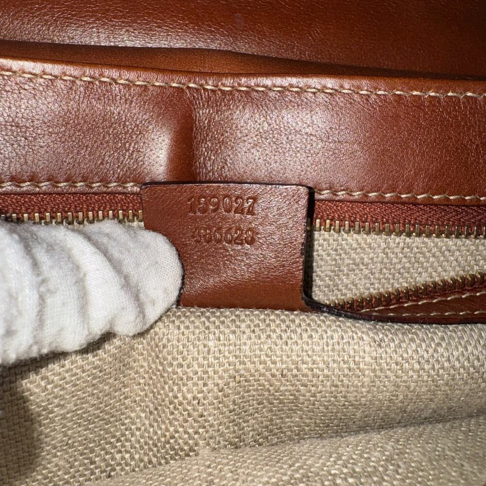 Gucci Brown Leather & Multicolor Tapestry Bamboo-Handle Shoulder Bag - Picture 12 of 16